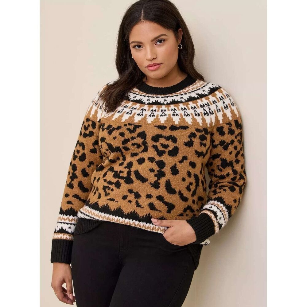 TORRID Vegan Cashmere Leopard Sweater Women's 4X